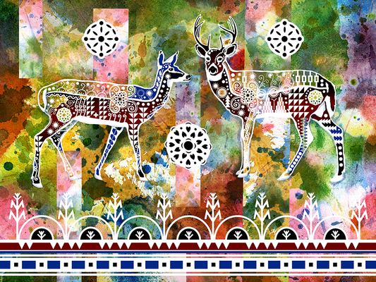 Double White Tailed Deer - Fine Art Print