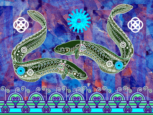 Double Eels Cleaning Water - Fine Art Print