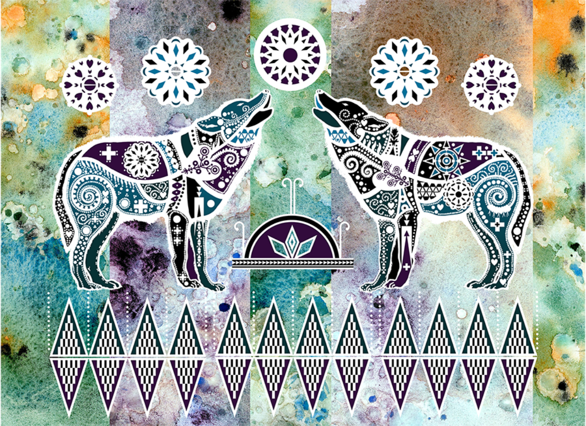 Double Eastern Wolves Singing - Fine Art Print