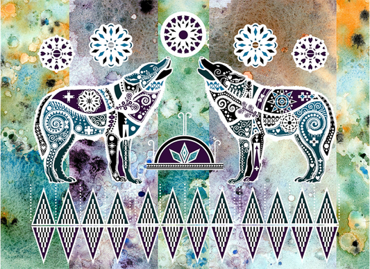Double Eastern Wolves Singing - Fine Art Print