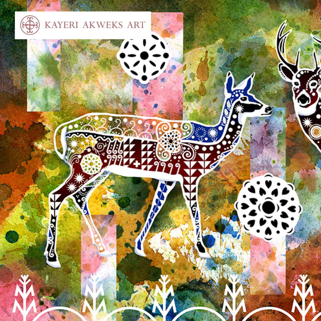 Double White Tailed Deer - Fine Art Print