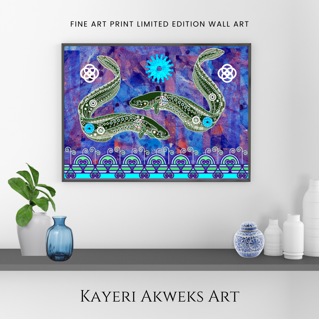 Double Eels Cleaning Water - Fine Art Print