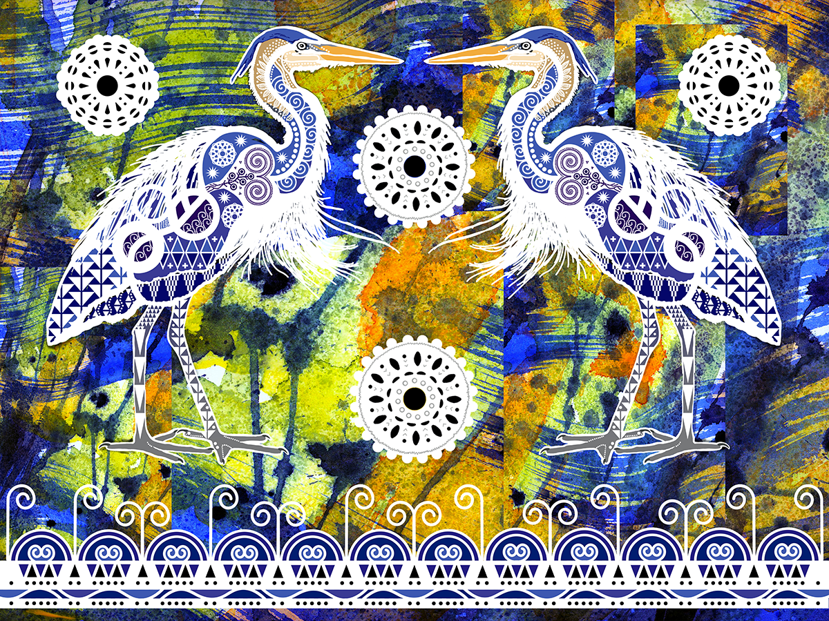 Double Great Blue Herons - Fine Art Print