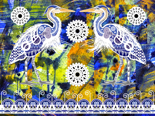 Double Great Blue Herons - Fine Art Print