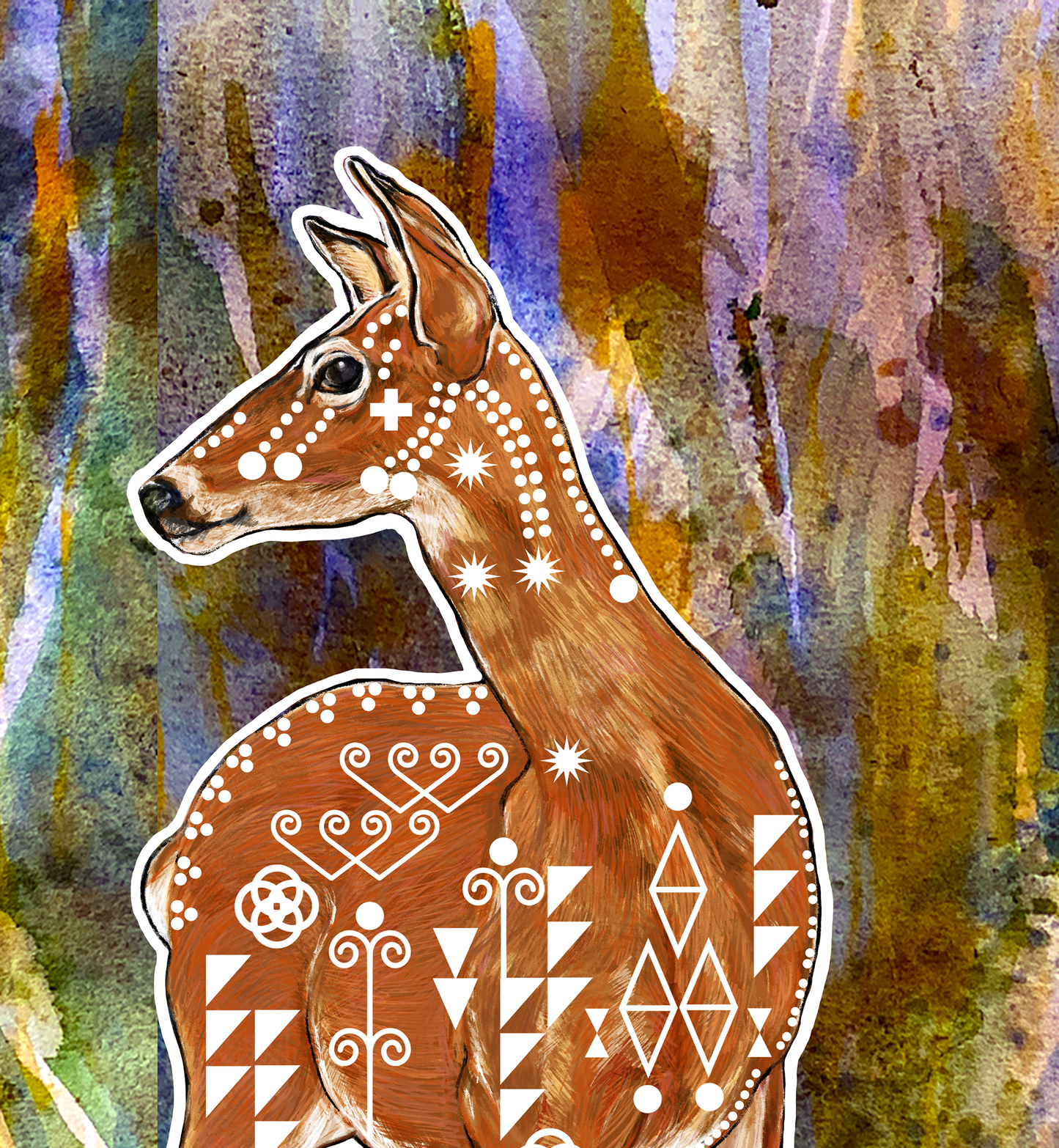 Mother Whitetail Doe Proud of This Year's Triplets - Fine Art Print